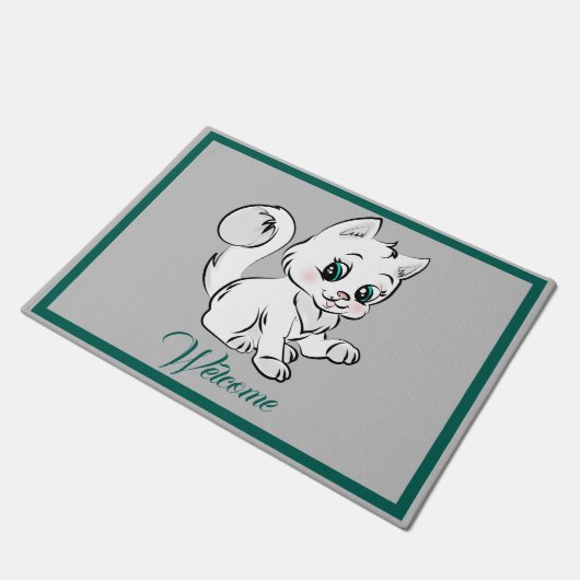 愛らしいマンガの子猫を登場 ドアマット (アングル)