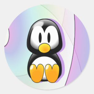 愛らしいマンガペンギン ラウンドシール