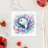 愛らしいマンガ・ドルフィンの赤ちゃんシャワー スタンダードカクテルナプキン (インサイチュ)