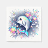 愛らしいマンガ・ドルフィンの赤ちゃんシャワー スタンダードカクテルナプキン (正面)