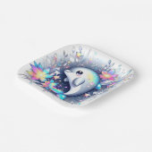 愛らしいマンガ・ドルフィンの赤ちゃんシャワー ペーパープレート (傾斜あり)