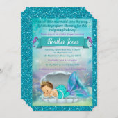 愛らしいマーメイドベビーシャワー招待状130ライト 招待状 (正面/裏面)