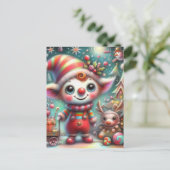 愛らしいミスフィットのクリスマス小妖精や小人 ポストカード (スタンド正面)