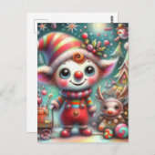 愛らしいミスフィットのクリスマス小妖精や小人 ポストカード (正面/裏面)