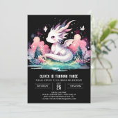 愛らしいミニマルドラゴン誕生日 招待状 (スタンド正面)