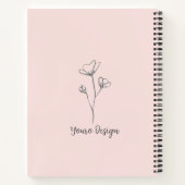 愛らしいミニマルフローラモノグラムのピンク ノートブック (裏面)
