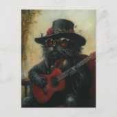 愛らしいミュージカルブラック子猫 ポストカード (正面)