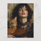 愛らしいミュージシャンと彼女の生姜子猫 ポストカード (正面)