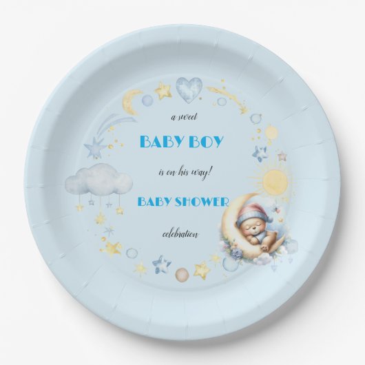 愛らしいムーンスターズスリーピーテディベア ペーパープレート (正面)