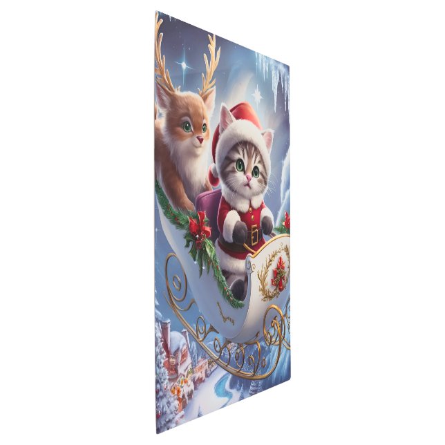 愛らしいメイヌクーンサンタクロースの子猫 メタルプリント (3/4)