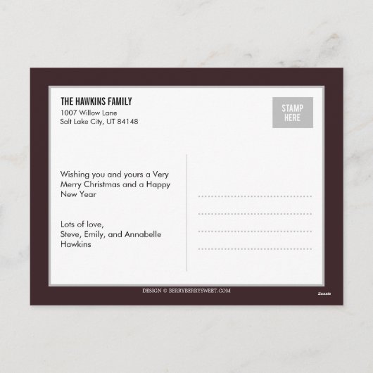 愛らしいメッセージクリスマスフォトカードはがき シーズンポストカード (裏面)