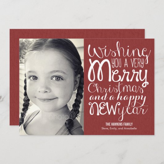 愛らしいメッセージホリデーフォトカード シーズンカード (正面/裏面)