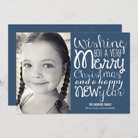 愛らしいメッセージホリデーフォトカード シーズンカード (正面/裏面)