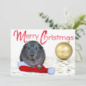 愛らしいメリークリスマスギニアピグ金ゴールドオーナメント シーズンカード (スタンド正面)