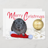愛らしいメリークリスマスギニアピグ金ゴールドオーナメント シーズンカード (正面/裏面)