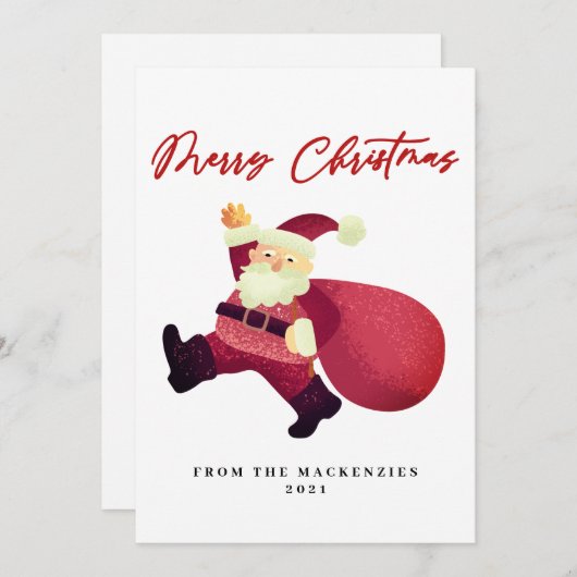 愛らしいメリークリスマスサンタ シーズンカード (正面/裏面)