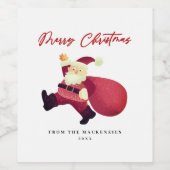 愛らしいメリークリスマスサンタ ワインラベル (シングルラベル)