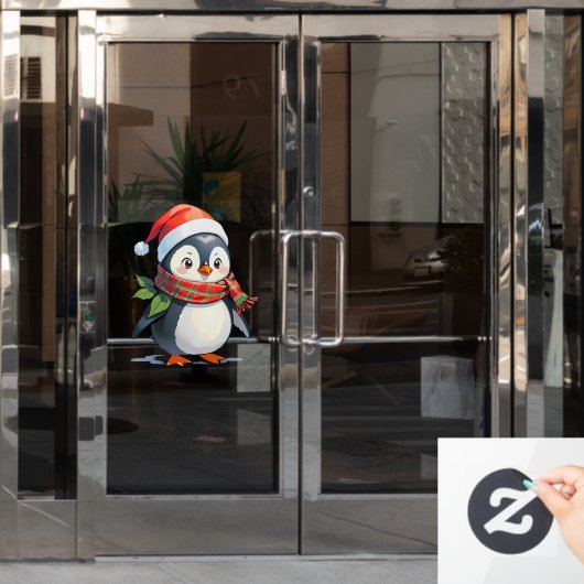 愛らしいメリークリスマスペンギンのショップ装飾 ウィンドウサイン (オフィスドア)