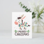 愛らしいメリークリスマスロバの水のカラーライト ポストカード (スタンド正面)