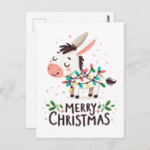 愛らしいメリークリスマスロバの水のカラーライト ポストカード (正面/裏面)