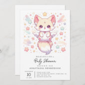 愛らしいモダンキツネベビーシャワー 招待状 (正面/裏面)
