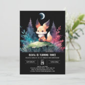 愛らしいモダンキツネ誕生日デジタル 招待状 (スタンド正面)