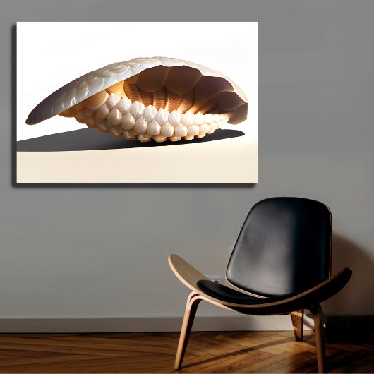 愛らしいモダンシェル海岸のアートワーク メタルプリント