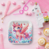 愛らしいモダンユニコーン赤ちゃんシャワー ペーパープレート (パーティー)