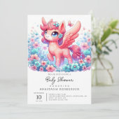 愛らしいモダンユニコーン赤ちゃんシャワー 招待状 (スタンド正面)