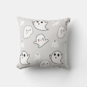 愛らしいモダン幽霊ライトグレーハロウィーン クッション (正面)