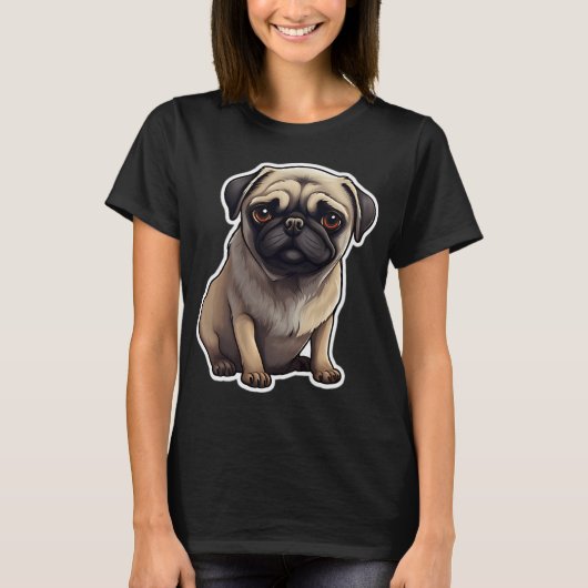 愛らしいモップス犬 Tシャツ (正面)