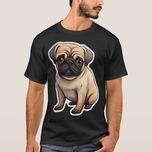 愛らしいモップス犬 Tシャツ (正面)