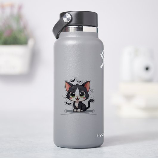 愛らしいモノクロの子猫 - ハロウィンパステルアート シール (HydroFlask)