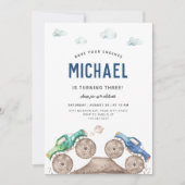 愛らしいモンスタートラックをテーマにした招待状 招待状 (正面)