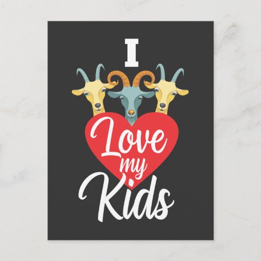 愛らしいヤギ恋人ママユーモア動物ファミリー ポストカード (正面)