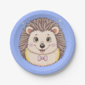 愛らしいヤマアラシ動物のペット漫画誕生日 ペーパープレート (正面)