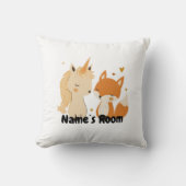 愛らしいユニコーンとキツネ枕子供への部屋 クッション (正面)