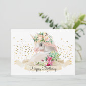 愛らしいユニコーンのイラスト 子供たちを幸せな誕生日に カード (スタンド正面)