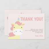 愛らしいユニコーンのサンキューカード サンキューカード (正面/裏面)