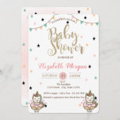 愛らしいユニコーンスターズベビーシャワー招待状 招待状 (正面/裏面)