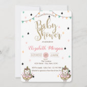 愛らしいユニコーンスターズベビーシャワー招待状 招待状 (正面)