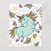 愛らしいユニコーンドードル ポストカード (正面)