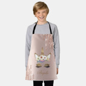 愛らしいユニコーンフローラバラ金ゴールドグリッタードリンク エプロン (着用した状態)