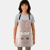 愛らしいユニコーンフローラバラ金ゴールドグリッタードリンク エプロン (インサイチュ)