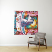 愛らしいユニコーンブルーと紫のマネがお風呂に タペストリー (インサイチュ(横))