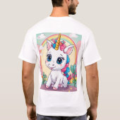 愛らしいユニコーンベビーTシャツ:魔法の心地よい Tシャツ (裏面)