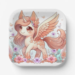 愛らしいユニコーン赤ちゃんシャワー ペーパープレート