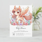 愛らしいユニコーン赤ちゃんシャワー 招待状 (スタンド正面)