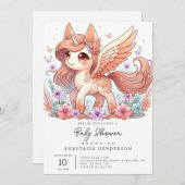 愛らしいユニコーン赤ちゃんシャワー 招待状 (正面/裏面)