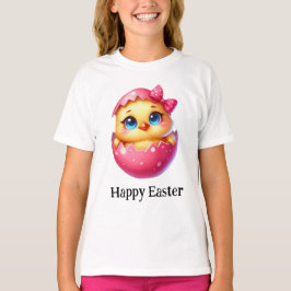 愛らしいユーモアたっぷり イースター ベイビー チック ピンクの卵 Tシャツ